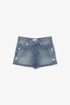 LE TEMPS DES CERISES Short Mosta En Jeans Bleu à Fermeture Asymétrique -Le Temps Des Cerises 221 jfmosta0w1306 3001 imaged8