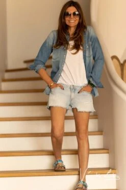 LE TEMPS DES CERISES Short Court Véronika En Jeans Bleu Clair By Véronika Loubry -Le Temps Des Cerises 221 jfone000w1423ve 3001 imaged2