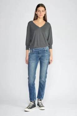 LE TEMPS DES CERISES Chara 200/43 Boyfit Jeans Destroy Bleu N°4 -Le Temps Des Cerises 222 jf243chaw9118 3001 imaged6