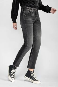 LE TEMPS DES CERISES Basic 400/17 Mom Taille Haute 7/8ème Jeans Noir N°1