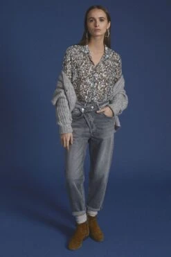 LE TEMPS DES CERISES Cosy Boyfit 7/8ème Jeans Gris N°3