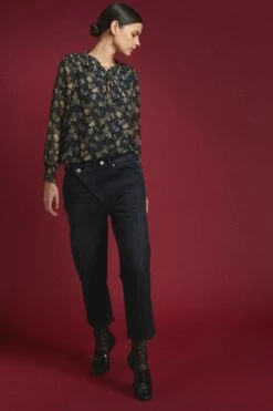 LE TEMPS DES CERISES Cosy Boyfit 7/8ème Jeans Noir N°1