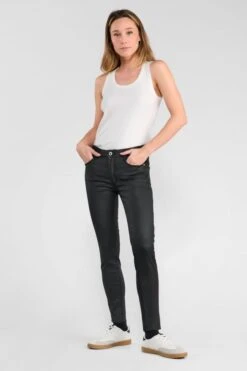 LE TEMPS DES CERISES Pulp Slim Taille Haute 7/8ème Jeans Enduit Noir N°0 -Le Temps Des Cerises 222 jfpulphcwcuir 0001 imaged5