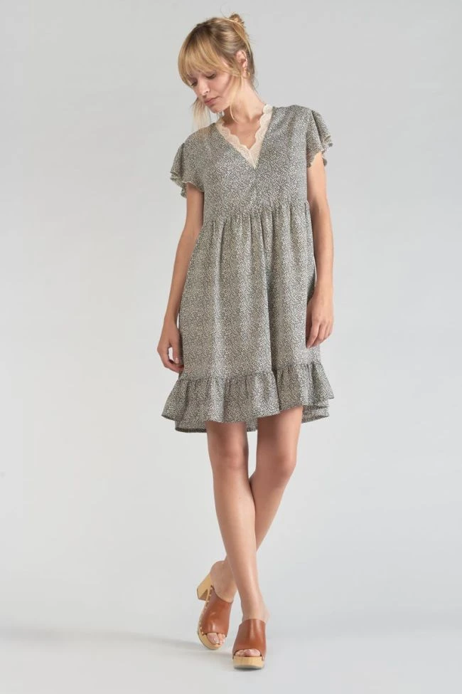 LE TEMPS DES CERISES Robe Aliette à Motif Beige Et Noir 3 LE TEMPS DES CERISES Robe Aliette à Motif Beige Et Noir