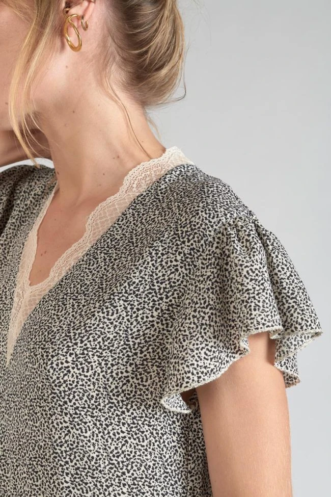 LE TEMPS DES CERISES Robe Aliette à Motif Beige Et Noir 4 LE TEMPS DES CERISES Robe Aliette à Motif Beige Et Noir – Image 2