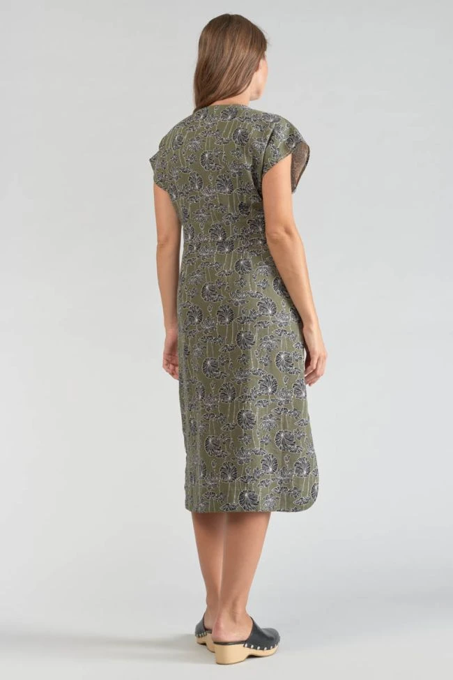 LE TEMPS DES CERISES Robe Longue Croft Kaki à Motif Fleuri 7 LE TEMPS DES CERISES Robe Longue Croft Kaki à Motif Fleuri – Image 5