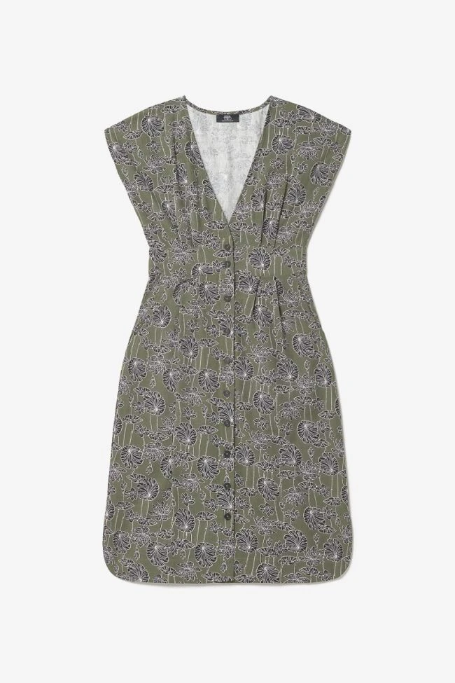 LE TEMPS DES CERISES Robe Longue Croft Kaki à Motif Fleuri 8 LE TEMPS DES CERISES Robe Longue Croft Kaki à Motif Fleuri – Image 6