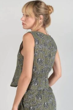 LE TEMPS DES CERISES Gilet Gish Kaki à Motif Fleuri -Le Temps Des Cerises 231 fgish00000000sm 9071 imaged4