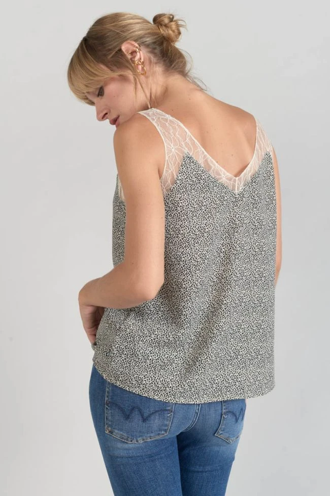 LE TEMPS DES CERISES Caraco Lucine à Motif Beige Et Noir 4 LE TEMPS DES CERISES Caraco Lucine à Motif Beige Et Noir – Image 2