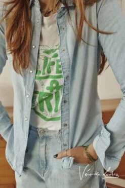 LE TEMPS DES CERISES Chemise En Jeans Nude Bleue By Véronika Loubry