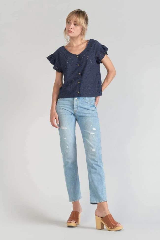 LE TEMPS DES CERISES Top Pedrina Ajouré Bleu Marine 3 LE TEMPS DES CERISES Top Pedrina Ajouré Bleu Marine