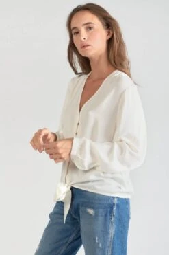 LE TEMPS DES CERISES Blouse Tala En Jacquard Crème