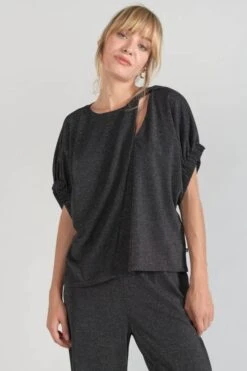 LE TEMPS DES CERISES Top Winslet Noir Irisé