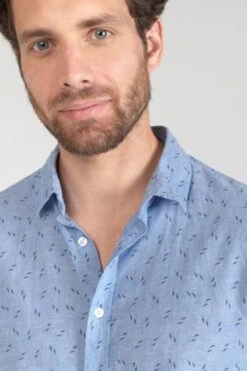 LE TEMPS DES CERISES Chemise Arpe En Lin Mélangé Bleu Ciel -Le Temps Des Cerises 231 harpe00000000ml 3001 imaged2