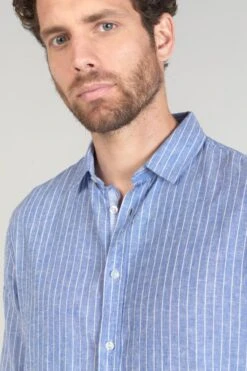 LE TEMPS DES CERISES Chemise Bolko En Lin Mélangé Bleu Ciel -Le Temps Des Cerises 231 hbolko0000000ml 3305 imaged6