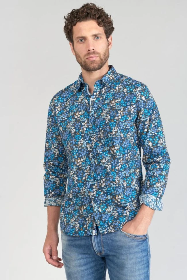 LE TEMPS DES CERISES Chemise Griba à Motif Fleuri Bleu 8 LE TEMPS DES CERISES Chemise Griba à Motif Fleuri Bleu – Image 6