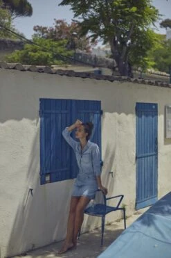 LE TEMPS DES CERISES Jupe Alofi En Jeans Bleu Clair