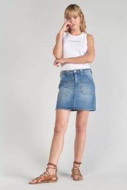 LE TEMPS DES CERISES Jupe Cary En Jeans Bleu Délavé -Le Temps Des Cerises 231 jfcary00w3061 3001 imaged5