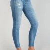 LE TEMPS DES CERISES Dames Power Skinny 7/8ème Jeans Destroy Bleu N°4