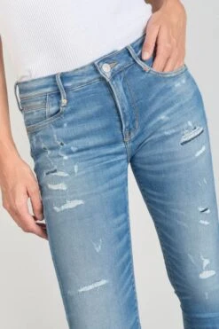 LE TEMPS DES CERISES Dames Power Skinny 7/8ème Jeans Destroy Bleu N°4 -Le Temps Des Cerises 231 jfdames0w4080 3001 imaged4