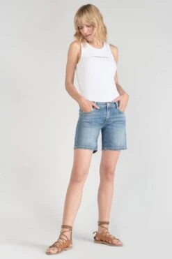 LE TEMPS DES CERISES Short Janka En Jeans Bleu Délavé