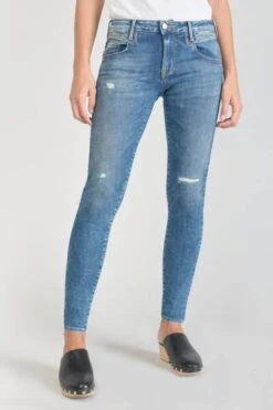 LE TEMPS DES CERISES Pounche Power Skinny 7/8ème Jeans Destroy Bleu N°3