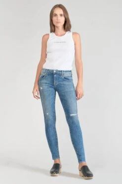LE TEMPS DES CERISES Pounche Power Skinny 7/8ème Jeans Destroy Bleu N°3 -Le Temps Des Cerises 231 jfpounchw5150 3001 imaged5