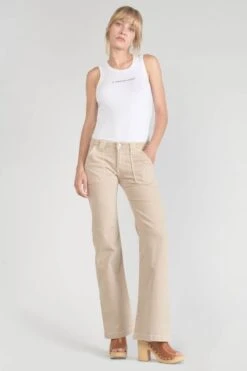 LE TEMPS DES CERISES Sormiou Flare Jeans Beige Sable -Le Temps Des Cerises 231 jfsormiouwpig 1191 imaged2