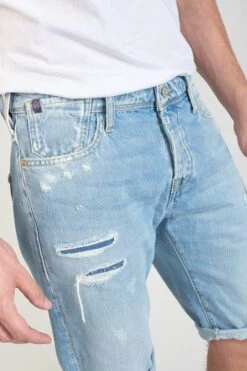 LE TEMPS DES CERISES Bermuda Laredo En Jeans Bleu Clair Délavé Destroy -Le Temps Des Cerises 231 jhlaredow4084 3001 imaged4