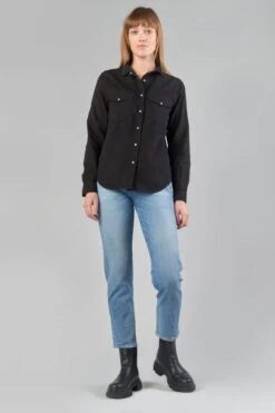 LE TEMPS DES CERISES Chemise Juanita En Jeans Noir Brut -Le Temps Des Cerises 232 fjuanitaw6095 0403 imaged2