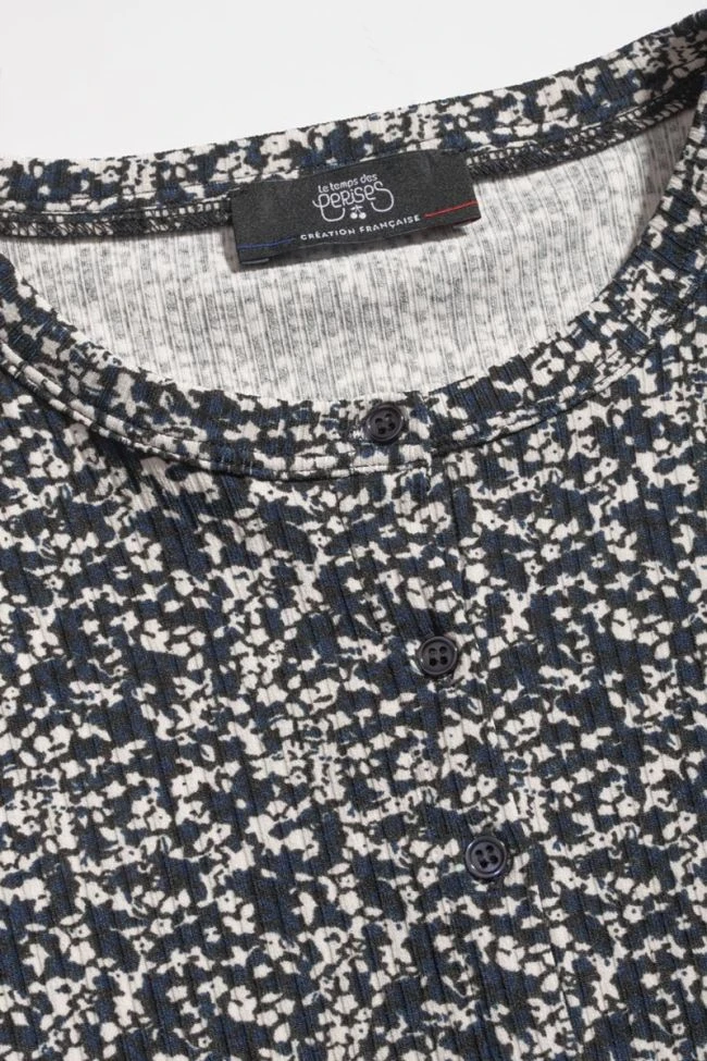 LE TEMPS DES CERISES Cardigan Alvagi à Motif Floral Bleu Nuit Et Blanc 7 LE TEMPS DES CERISES Cardigan Alvagi à Motif Floral Bleu Nuit Et Blanc – Image 5