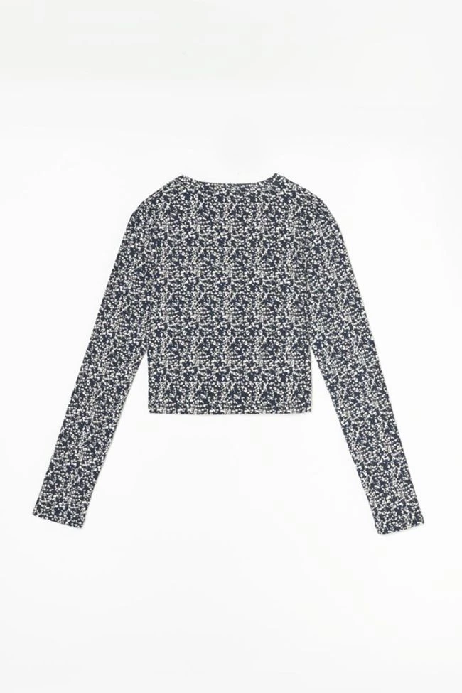 LE TEMPS DES CERISES Cardigan Alvagi à Motif Floral Bleu Nuit Et Blanc 8 LE TEMPS DES CERISES Cardigan Alvagi à Motif Floral Bleu Nuit Et Blanc – Image 6