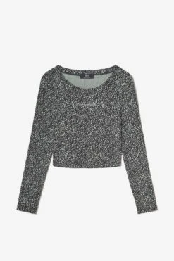 LE TEMPS DES CERISES Crop Top Besgi à Motif Léopard Vert