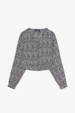 LE TEMPS DES CERISES Chemise Mileagi à Motif Floral Bleu Nuit Et Blanc