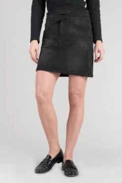 LE TEMPS DES CERISES Jupe Courte Callas En Jeans Noir Délavé -Le Temps Des Cerises 232 jfcallasw1411 0403 imaged2