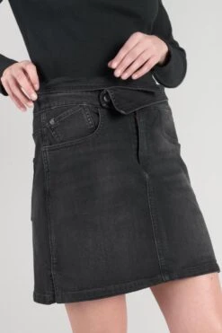 LE TEMPS DES CERISES Jupe Courte Callas En Jeans Noir Délavé -Le Temps Des Cerises 232 jfcallasw1411 0403 imaged5