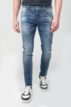 LE TEMPS DES CERISES Picpus Power Skinny 7/8ème Jeans Destroy Bleu N°2