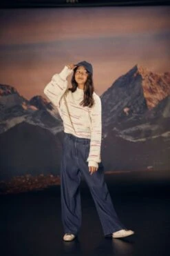 LE TEMPS DES CERISES Pantalon Large Janegi En Tencel Bleu