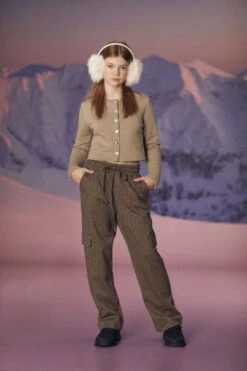 LE TEMPS DES CERISES Pantalon Cargo Ruzenagi à Motif Pied De Poule